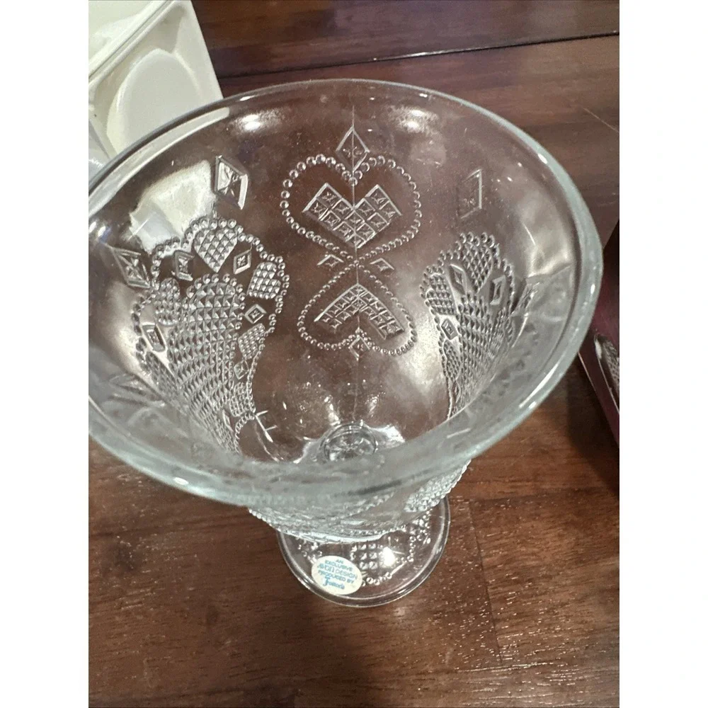 NIB Vintage Avon‎ Heart and Diamond Fostoria Glass Loving Cup Candle Holder 1978